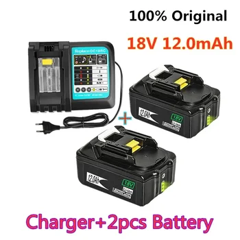 18V12Ah Акумулаторна Батерия 12000mah Литиево-Йонна Батерия Сменяеми батерии за MAKITA BL1880 BL1860 BL1830battery + Зарядно устройство 3A