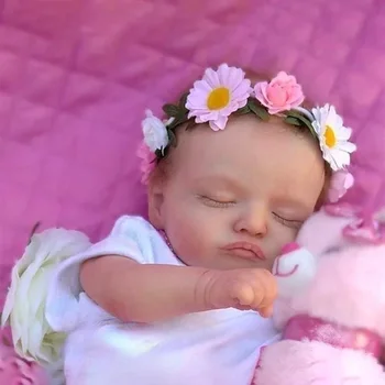 49 см на Новороденото BabyRosalie С Ръчни Корените на Косата Кукли-Реборн Ръчно изработени 3D Кожа с Видими Венами Спящата Кукла за Детски Подарък