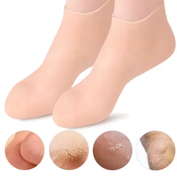 1 чифт чорапи за грижа за краката, СПА силиконови чорапи с овлажняващ гел, които предпазват от напукване, пилинг, подмладяващи чорапи за грижа за кожата, разтеглив плажни чорапи