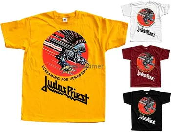 Тениска Judas Priest - Screaming For Vengeance Band Dtg (бяла, черна) S-5Xl