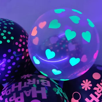 60шт 12-инчов ултравиолетови неонови надписи, светещи топки с флуоресцентными точки, разноцветни звезди, светещи гелиевыми топки, черен светлина, светещи принадлежности за партита