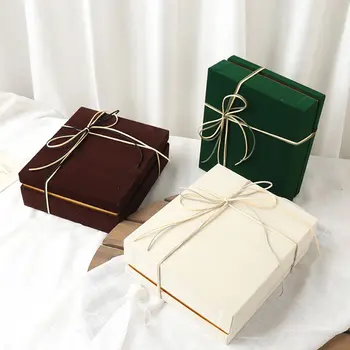 Фланелевая подарък кутия, Правоъгълна кадифе подарък кутия със златен ръб, за рожден Ден, сватби, Партита, Коледа, нова година, подарък, Опаковъчна кутия