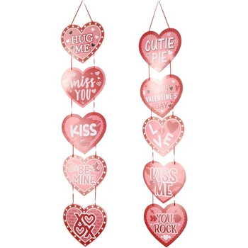 1 комплект врати закачалки във формата на сърце в тема на Деня на Свети Валентин, хартия за украса на парти в чест на Деня на Свети Валентин