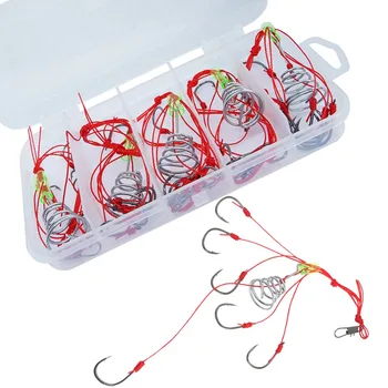 Риболовни куки от 5 елементи в пластмасова кутия, а пролетта кука за стръв, риболов кука от въглеродна стомана, държач за стръв за улов на шаран