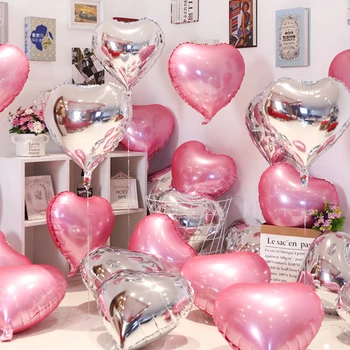 Балони от фолио със сърца, гелиевый топка, аксесоари за Деня на Свети Валентин, декорации за сватба, Коледа, рожден Ден, 18 инча