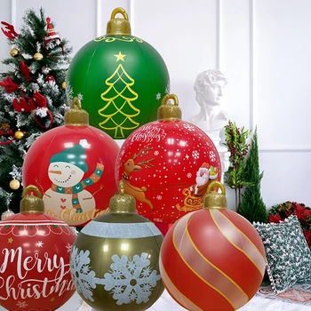 1бр 60 см Открит Коледен надуваем Декоративен PVC топка Гигантски Големи Топки, Коледни декорации Играчка Топка Коледен подарък