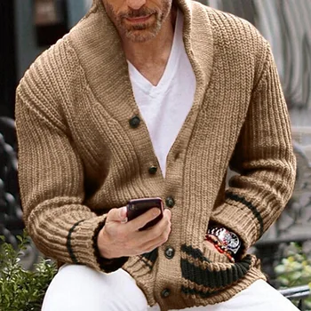 Мъжки пуловер-жилетка 2023, есен-зима, Европа и Съединените Щати, по-Дебела жилетка, свободно палто, вълнена голям размер