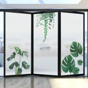 Прозорец филм Поверителността на Тропически растения Стикер за стъкло Защита от uv топлинно управление на прозорец с покритие Нюанс на прозорци за дома