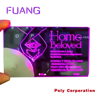 Изработена по поръчка, лазерно рязане, нажежен пригласительного билет за сватба Led дизайн Акрил метални визитка празна карта на NFC