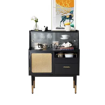Лесен луксозен шкаф-сервант от масивно дърво, съвременни творчески чай шкафче за ресторант, Многофункционална корпусна мебел, за съхранение на