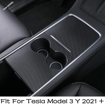 Кутия за съхранение на Централната конзола на автомобила, контейнер, стикери, декорация, подходяща за Tesla Model 3 Y 2021 2022 Аксесоари от въглеродни влакна