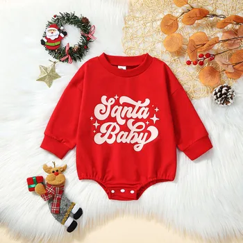 Коледен пуловер за новородените момичета и момчета, детски костюм на Дядо Коледа, детска hoody, гащеризон, дрехи големи размери