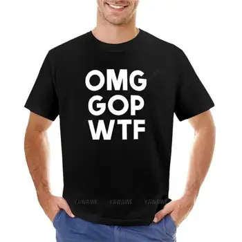Тениска OMG ПП WTF, забавна тениска, тениски с котки, тениски, мъжки обикновена тениски, мъжки тениска, памучен тениска с кръгло деколте