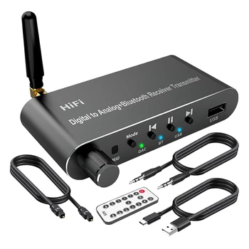 Предавател-приемник, Bluetooth 5.1 Цифроаналоговый аудиопреобразователь от черно алуминиева сплав за телевизора, игри