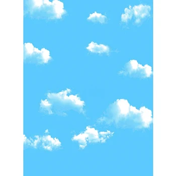 Винил фон за снимки със синьо небе и облаци размер 5х7 фута, декори за студия