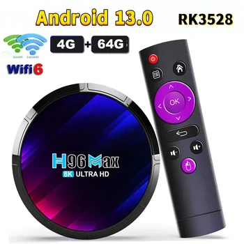 H96 MAX RK3528 Smart TV Box Android 13 Rockchip 3528 Четириядрен Подкрепа 8K Видео Wifi6 BT5.0 Мултимедиен Плейър Телеприставка