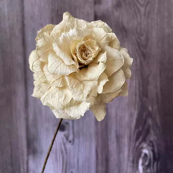 Около 9 см / 50 см, Цветето е Роза С Железен Свод, Направен От Естествени Изсушени листа, Декорация За дома От Сухи Листа на Роза, Букет цветя За Сватбена декорация