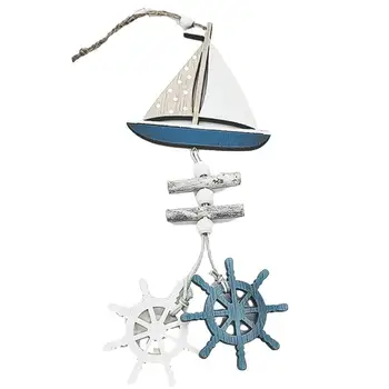 2021 Морски Стил Дървен Медальон Океански Бриз Занаяти Малка Рибарска Лодка Иновативен Аксесоар За Монтиране На Подвесное Декорация Висулка