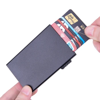 2023 Нов мъжки портфейл за кредитни карти, блокиране на RFID Поп държач за карти, женски Минималистичен алуминиев смарт портфейл