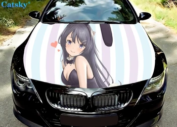 Автомобилни постелки Mai Sakurajima Peeker, стикер с изображение на лъв върху предния капак на колата, vinyl стикер на предния капак, пълноцветен графичен стикер,