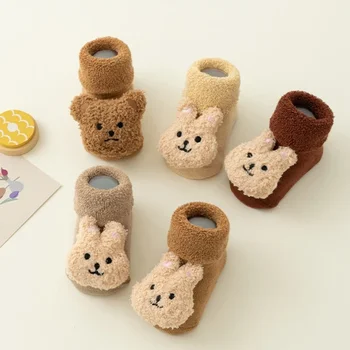 Нескользящие чорапи с дръжки за деца с шарени Чорапи мультяшного мечка с Меки и удобни чорапи с дръжки за деца за момичета и момчета в подарък