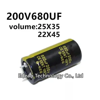 2 бр./лот 200V 680UF 200V680UF 680UF200V обем: 22X35 22x45 мм аудио усилвател на мощност инвертор алуминиеви електролитни кондензатори