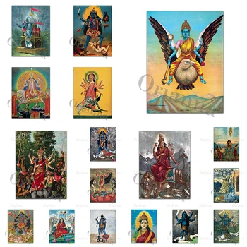 Бхайрави, Плакат с Трипурбхайрави, Духовно Стенно Изкуство, Реколта Божествената Майка, Трипурасундари, Божествената Женственост, Хиндуистки Религиозен Принт