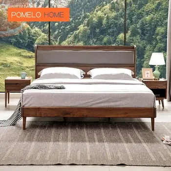 Ръчно изработени мебели Pomelohome влага и сейсмостойкая Легло от дърво черен орех
