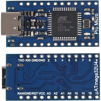 Pro Micro ATmega32U4 5V 16MHz Type-C Такса Модул за разработка на 2-Ред пинов Конектор за Arduino Leonardo Замени ATmega328 Mini Pro
