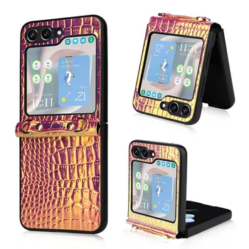 за samsung flip 5 Каишка за телефон без пръстови отпечатъци, чанта-калъф за Samsung Galaxy Z Flip 5 Flip5 Zflip5, защитен кожен калъф