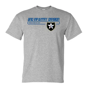 Тениска на 2-ра пехотна дивизия на американската Армия от 100% памук Кръгло деколте, Лятна Ежедневната Мъжка тениска С Къс ръкав, Размер S-3XL