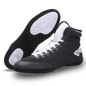 Нова дишаща тренировочная обувки за борба, мъжки Бели Черни Дробове боксови маратонки, спортно облекло за мъже, обувки за борба