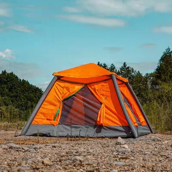 Надуваема палатка Автоматична Водоустойчив Въздушна палатка за къмпинг, 2, 3, 4 души, Сгъваема Тента за риболов през Зимата, през лятото за туризъм, Зелен Покрив