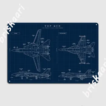 Top Gun F14 Tomcat Vs Fa18 Super Hornet Navy Blueprint Печат, метални табели, декорация на стените на кръчмата, тенекеджия плакати с вывесками
