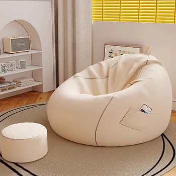 Хол, спалня, дневна с чанта, модерен Малък Удобен диван с бели пуфами, Извити минималистичная мебели за хола Puff Gigante