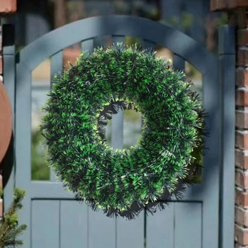 Зелен изкуствен празничен венец, празничен декор, Декоративен Коледен венец, 40 см