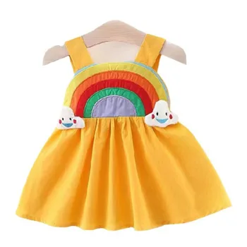 Нова Лятна модни дрехи за малките момичета, Детски сладка рокля с принтом, всекидневни хлопчатобумажный костюм за деца, детски дрехи, детски спортни дрехи