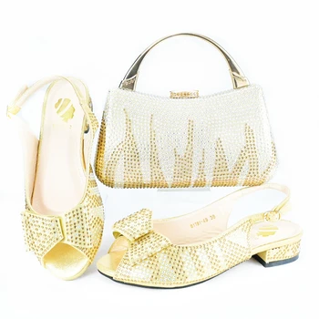 Doershow/ Комплект красиви обувки и чанти в африканския стил със злато, хит на продажбите, женски италиански обувки и чанта в тон, комплект за сватба HAS1-15
