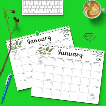 Английски Стенен календар в 2024 година Минималистичная печат Стенен календар Йо Coil Със Съраунд Месечен календар с цифри и букви