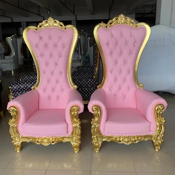 Търговия на едро с елегантните столове royal king and queen throne love seat за булката и младоженеца розов цвят