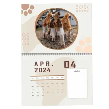 Стенен календар в 2024 година, на 12-месечен календар със забавна котка От януари До декември 2024 2024 Година, Месечната стенен календар с переворачивающимся дизайн, преносим