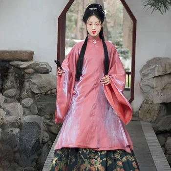 Оригинален пролетта китайски традиционен костюм на династията Мин Ханфу Женски, 3 цвята, Ретро дреха с висока яка, сценична облекло за cosplay