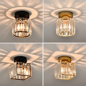 Led плафониери Кристална Лампа Balck Gold Дневна Спалня Модерен през Цялата Квадратен Декоративен Тавана лампа E27
