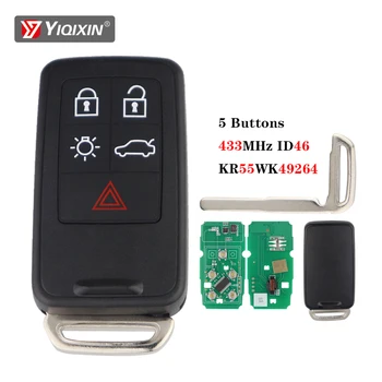 YIQIXIN Smart Remote Кола Ключодържател 433 Mhz ID46 Чип За VOLVO S60, S80 V40 V60 V70, XC60, XC70 2007-2016 5 Бутона FCCID KR55WK49264