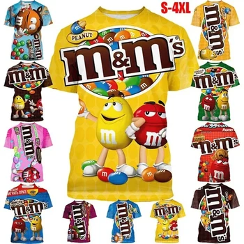M & m ' s Chocolate Фасул, нова мода мъжка тениска с 3D-принтом, ежедневни ризи с къси ръкави, стръмни детски блузи, популярните улични тениски с забавни модел.