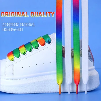 Преливащи ремък Плоски Цветни Връзки за маратонки, Модни Ежедневни Градиентные ремък за обувки с Ширина 1.2 см Аксесоари за обувки