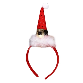 Мини шапка на Дядо Коледа Панделка за коса, пайети, Коледна шапка, превръзка на главата, Коледно парти за креативно снимка, реквизит, декорация, фестивал, допълнение