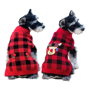 Коледно облекло за малки и средни кучета, зимата топъл пуловер за кучета, дрехи за домашни любимци, вязаный костюми, палта, дрехи с анимационни принтом