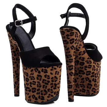 Дамски сандали на висок ток нов цвят с изкуствен покрив 20 см/8 инча, пикантни модела обувки за показване и танци на един стълб 113